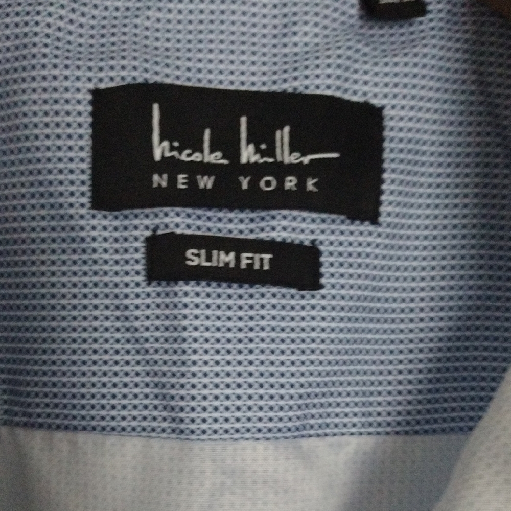 Nicole Miller Light Blue Slim Fit Men’s Dress Shirt NWT | Size M 15-15.5 34/35 - Picture 5 of 6